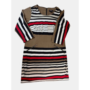 Signature by Robbie Bee 1X Striped Long Sleeve Dress